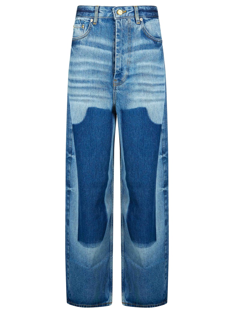 Blue Baggy Worker Patch Jeans