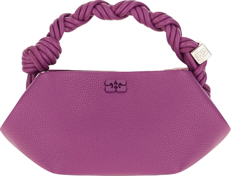 Ganni Purple leather blend Bou mini handle bag