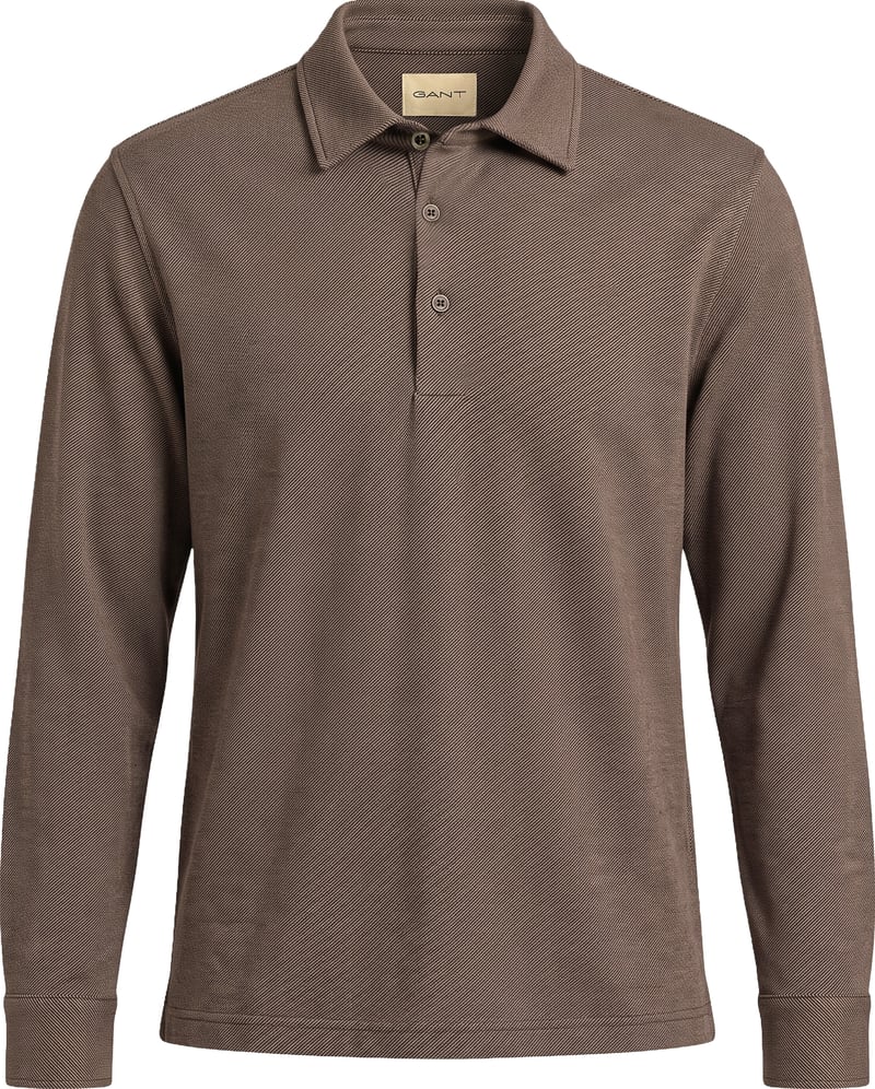 Long sleeve polo in stretch cotton