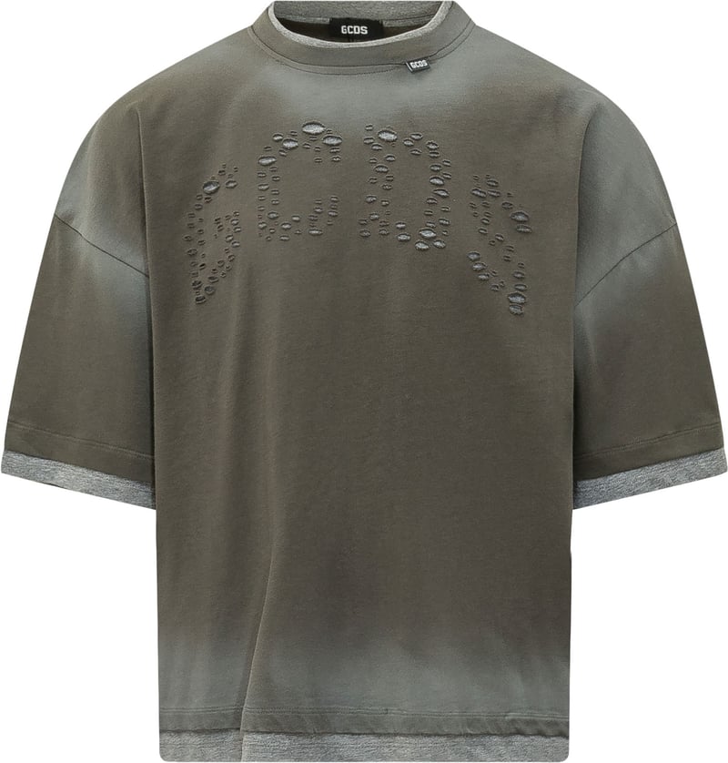 T-shirt Oversize con Logo Traforato