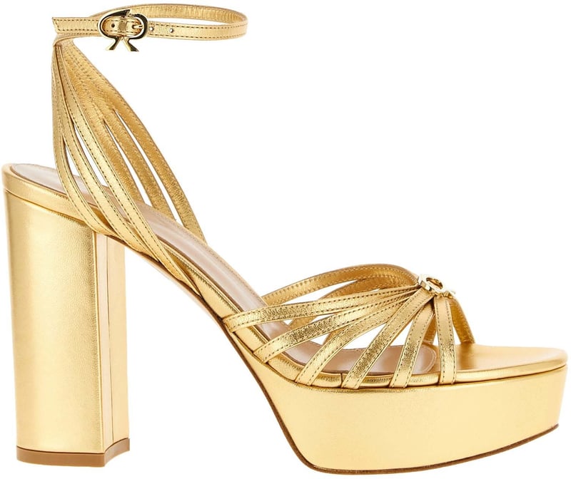 Gianvito Rossi Gold Lamb Leather Stiletto Heel Sandals