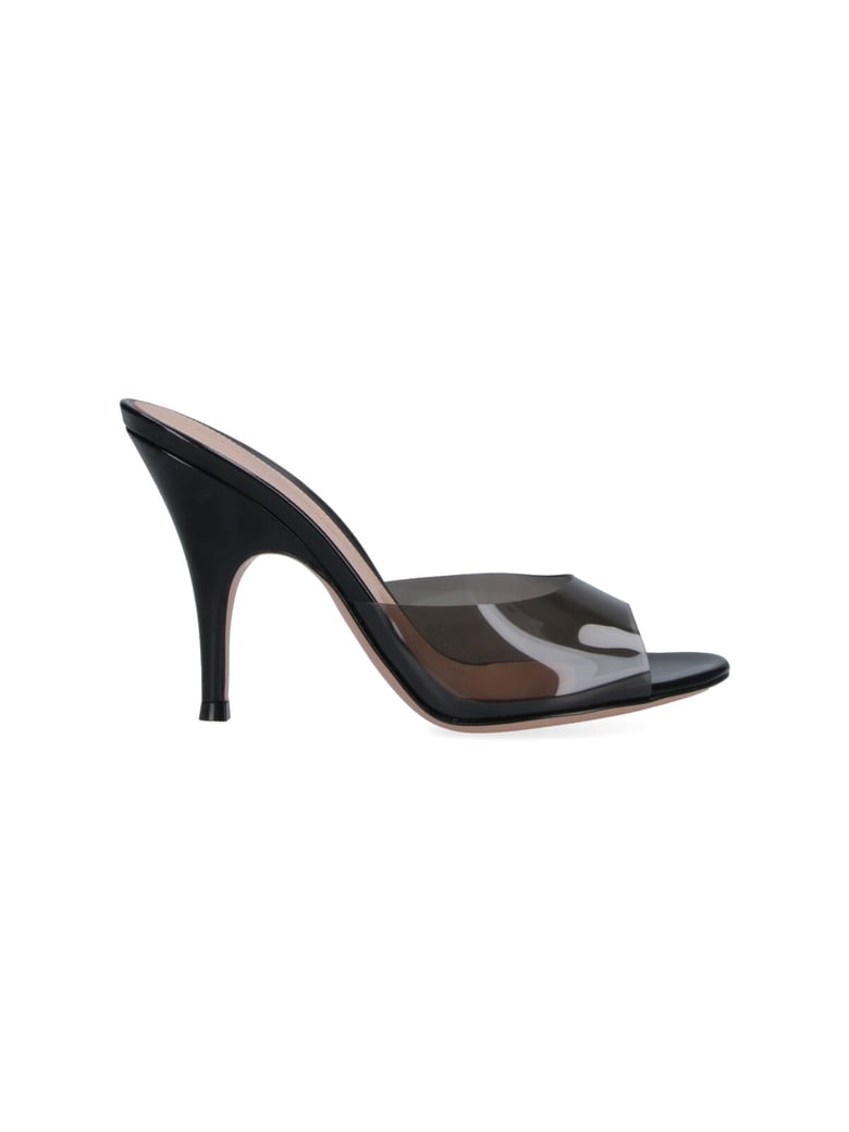 Black Sofia 95 Plexi Strap Mules