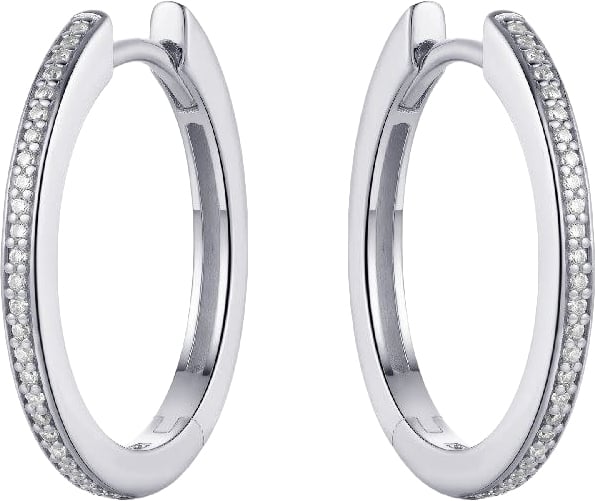 Gisser Jewels Oorringen KCD2/20 925 Zilver Gerhodineerd met Zirkonia 2mm breed 20mm doorsnede