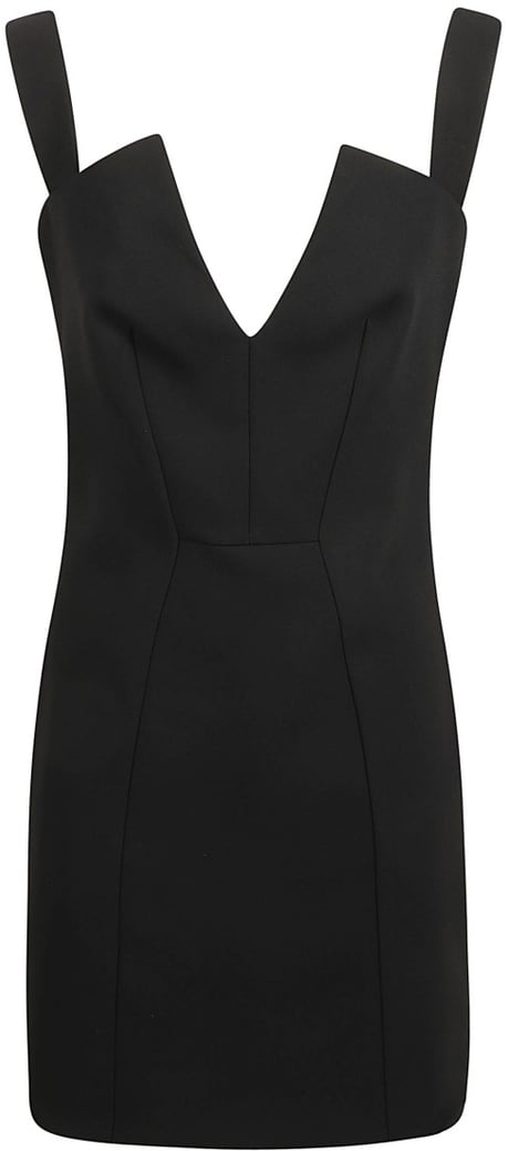 Fitted Black Dress With Deep V-Neckline
