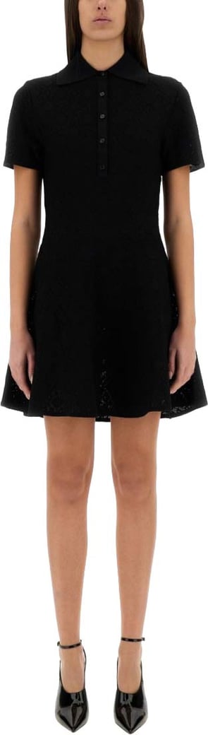 Textured Jacquard Polo Style Dress