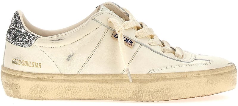 White Soul-Star Glittery Heel Leather Sneakers