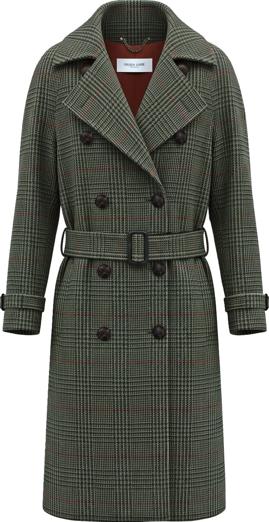 Wool coat with houndstooth pattern