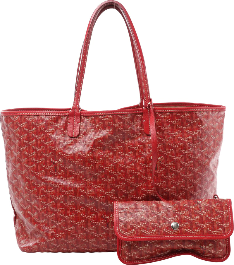 Goyard Saint Louis PM PVC & Leather Tote Shoulder Bag in Red