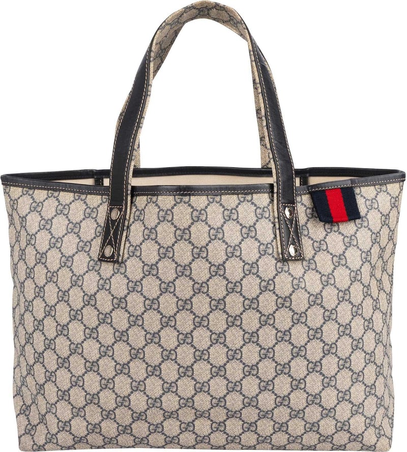 Gucci Monogram GG Supreme Canvas Web Tote Handbag