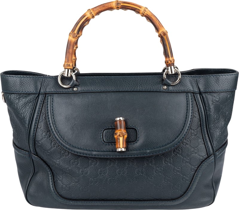 Gucci Guccissima Leather Bamboo Top Handle Tote Handbag
