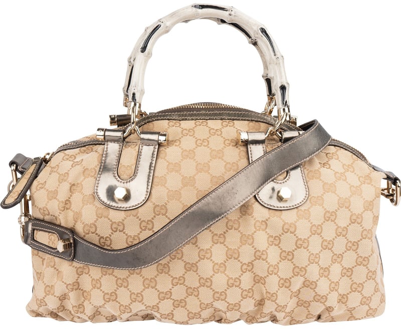 Gucci Monogram GG Bamboo Top Handle Handbag