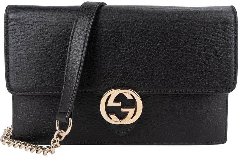 Gucci Leather Interlocking GG Wallet On Chain Crossbody Bag