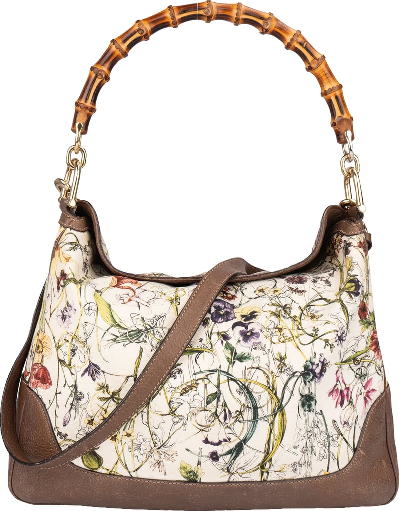 Gucci Special Floral Bamboo Handbag