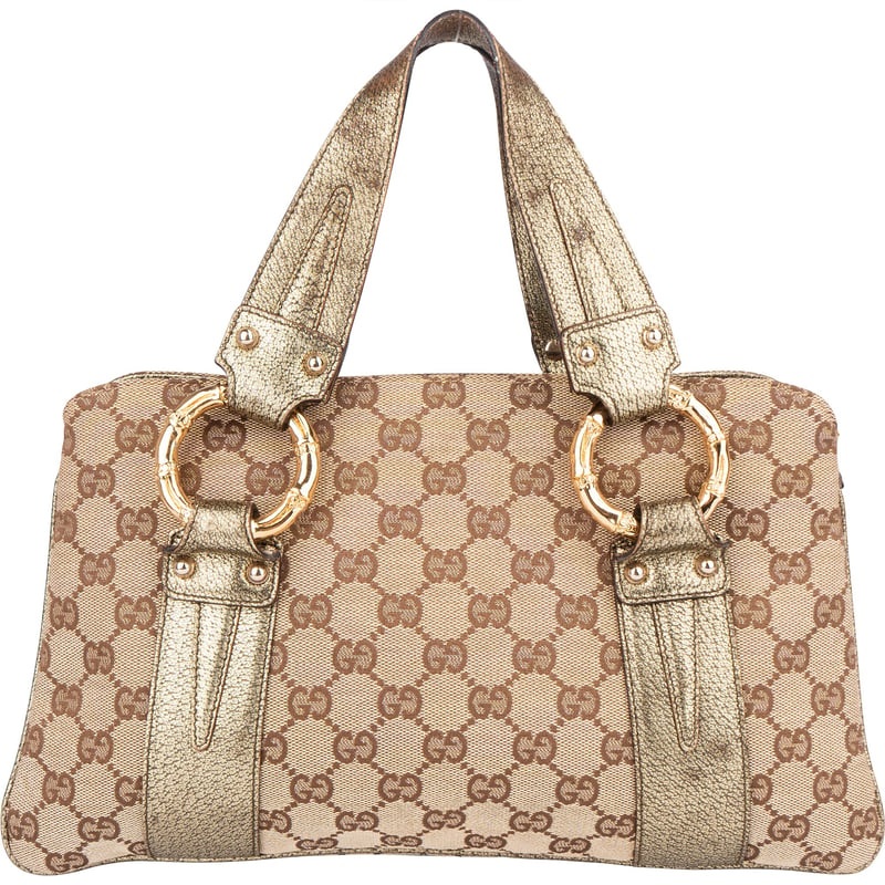 Gucci GG Monogram Golden Bamboo Handbag