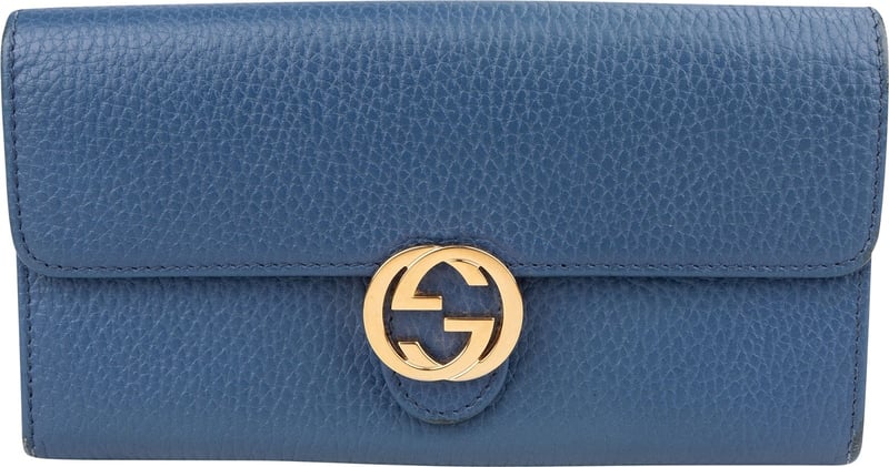 Gucci Pebbled Leather Interlocking GG Continental Wallet