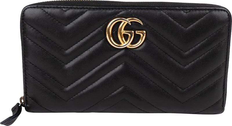 Gucci Monogram GG Marmont Matelassé Zip Around Organizer Wallet