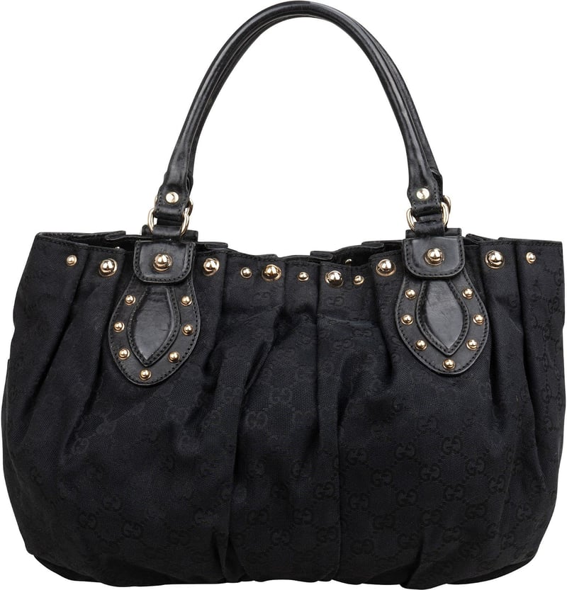 Gucci Monogram GG Canvas Studded Hysteria Tote Handbag
