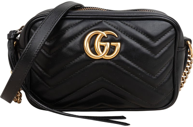 Gucci Chevron Matelassé Leather GG Marmont Mini Camera Crossbody Bag