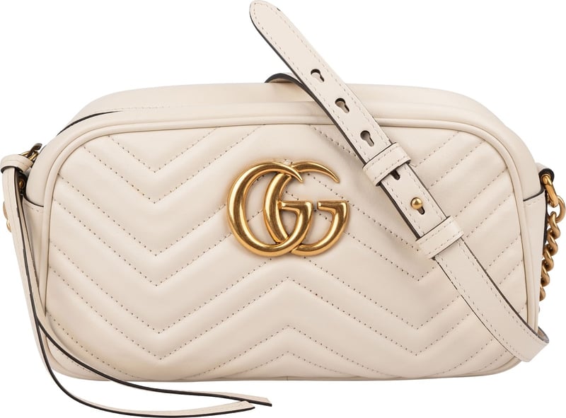 Gucci Chevron Matelassé Leather GG Marmont Medium Camera Crossbody Bag