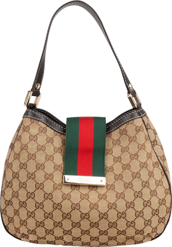 Gucci Monogram GG Canvas Web Hobo Shoulder Bag