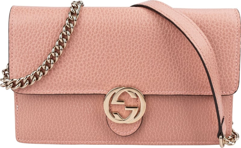 Gucci Leather Interlocking GG Wallet On Chain Crossbody Bag