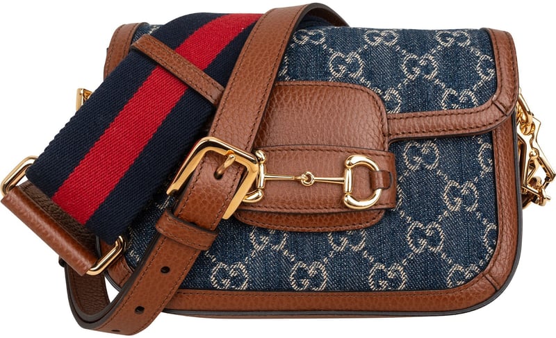 Gucci Monogram GG Denim Horsebit 1955 Shoulder Crossbody Bag