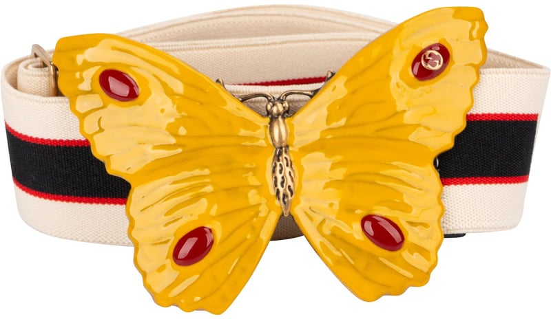 Gucci Multicolor Elastic Stoff Butterfly Buckle Web Belt