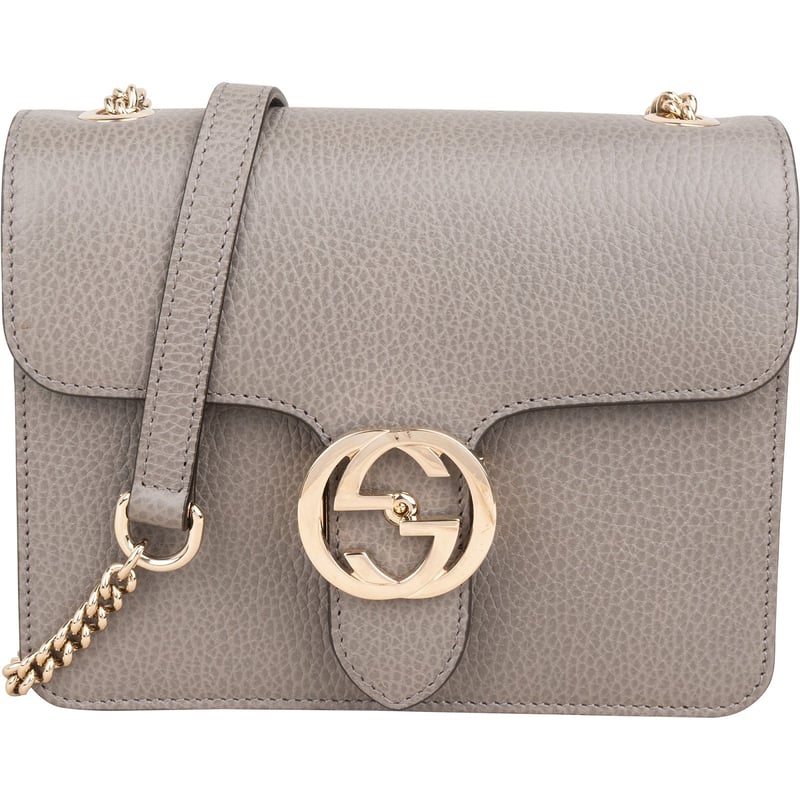 Gucci Grained Leather Interlocking GG Small Crossbody Bag