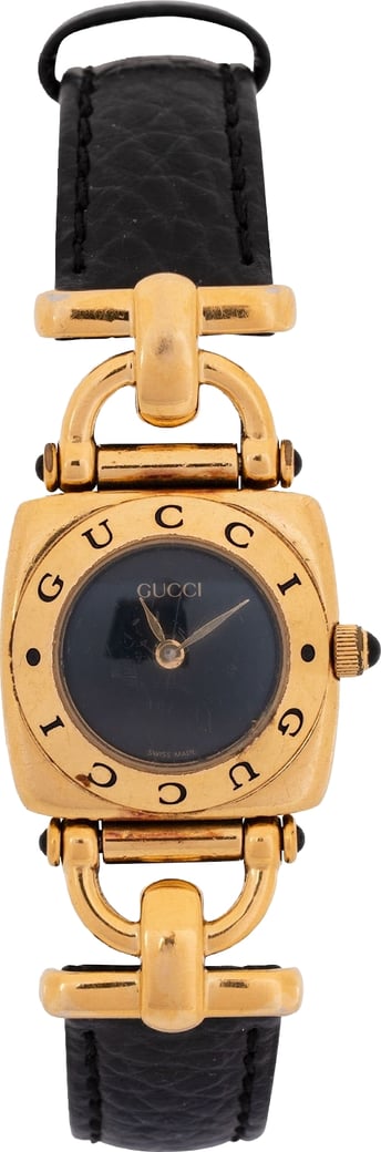 Gucci Gold Tone Horsebit Leather 6300L Woman Watch