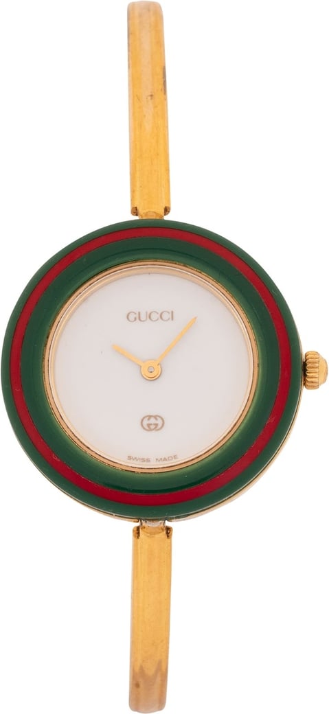 Gucci Gold Tone Change Bezel Bangle 11/12 Women Watch