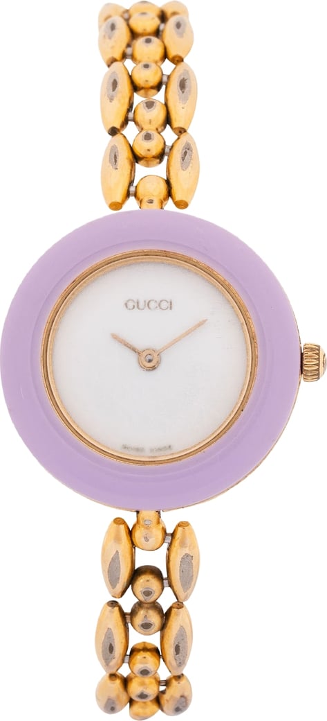 Gucci Gold Tone Change Bezel Chain 11/12.2 Bezel Woman Watch