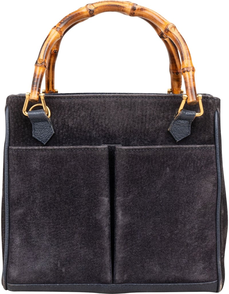 Gucci Suede Bamboo Handle Small Tote Handbag