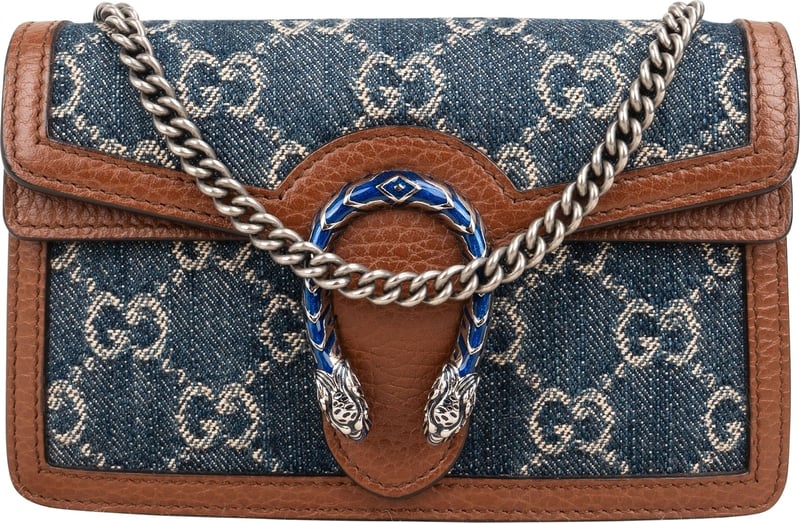 Gucci Monogram Denim GG Dionysus Super Mini Crossbody Bag
