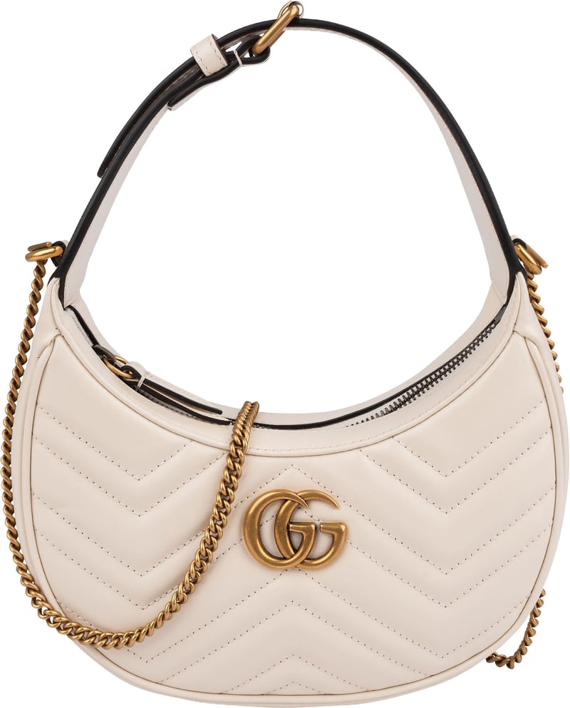 GucciQuilted Leather GG Marmont Half-Moon-Shaped Mini Shoulder Bag
