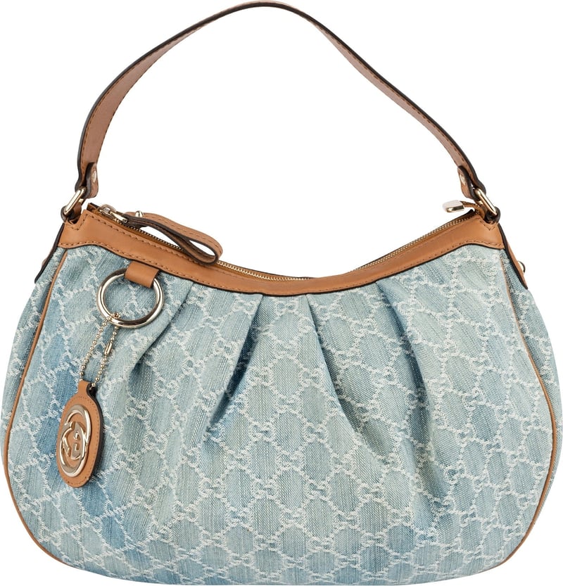 Gucci Denim Monogram GG Sukey Hobo Shoulder Bag
