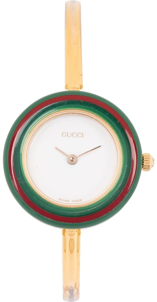 Gucci Gold Tone Sherry Line Change Bezel 11/12.2 Bangle Woman Watch