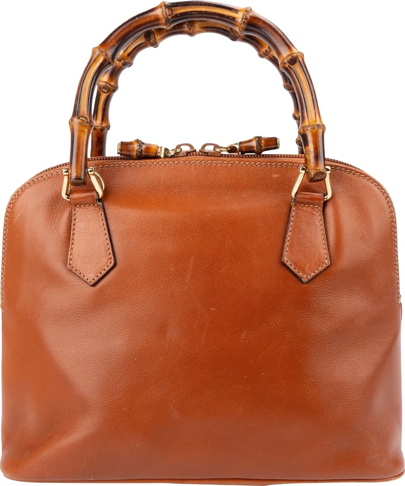 Gucci Brown Calfskin Bamboo Vintage Small Handbag