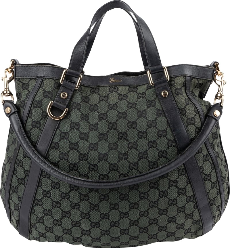 Gucci Green Monogram GG Canvas Hobo Handbag