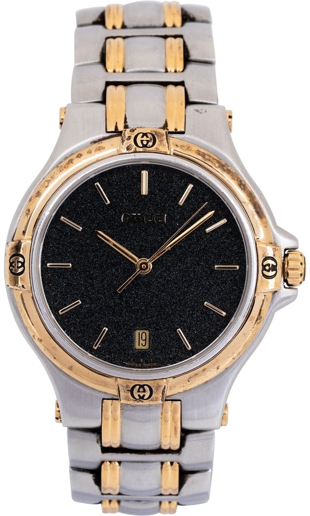 Gucci Two-Tone Black Dial 9040M Watch