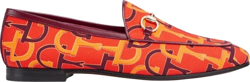 Gucci Jordaan Orange Horsebit Canvas Loafer