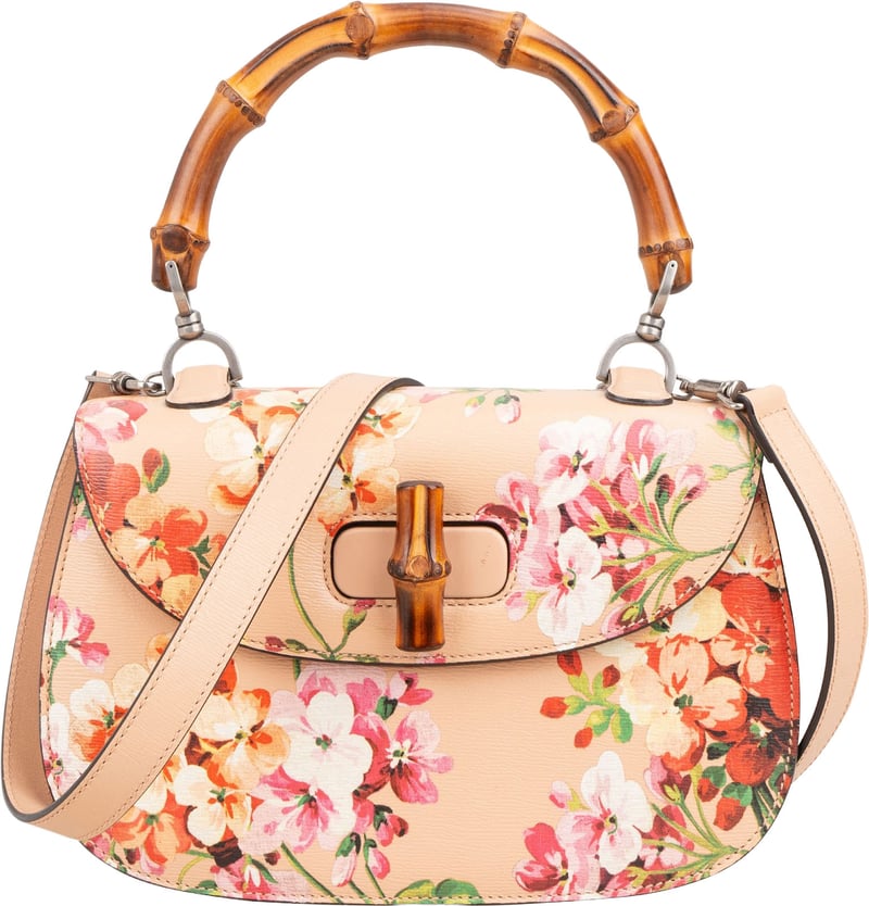 Gucci Beige Leather Daily Floral Bamboo 1967 Top Handle Handbag