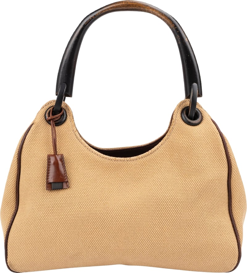 Gucci Canvas Horn Handle Hobo Shoulder Bag