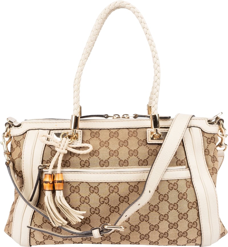 Gucci Monogram GG Bella Bamboo Handbag