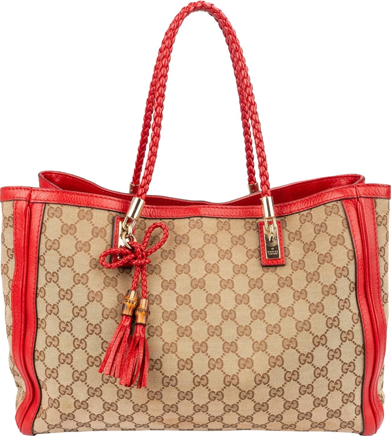 Gucci Monogram GG Canvas Bella Bamboo Handbag