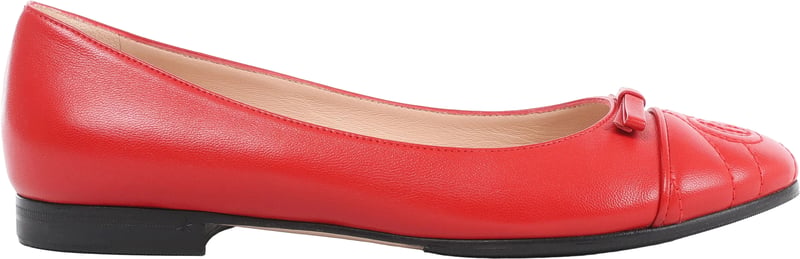 Gucci GG Marmont Leather Ballet Flat in Red 680878, Size EU 37.5
