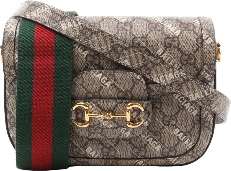 Gucci x Balenciaga Horsebit 1955 PVC 2Way Crossbody Bag in Beige 658574