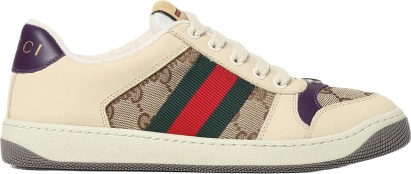 Gucci Screener Sneakers in leather and GG Supreme fabric