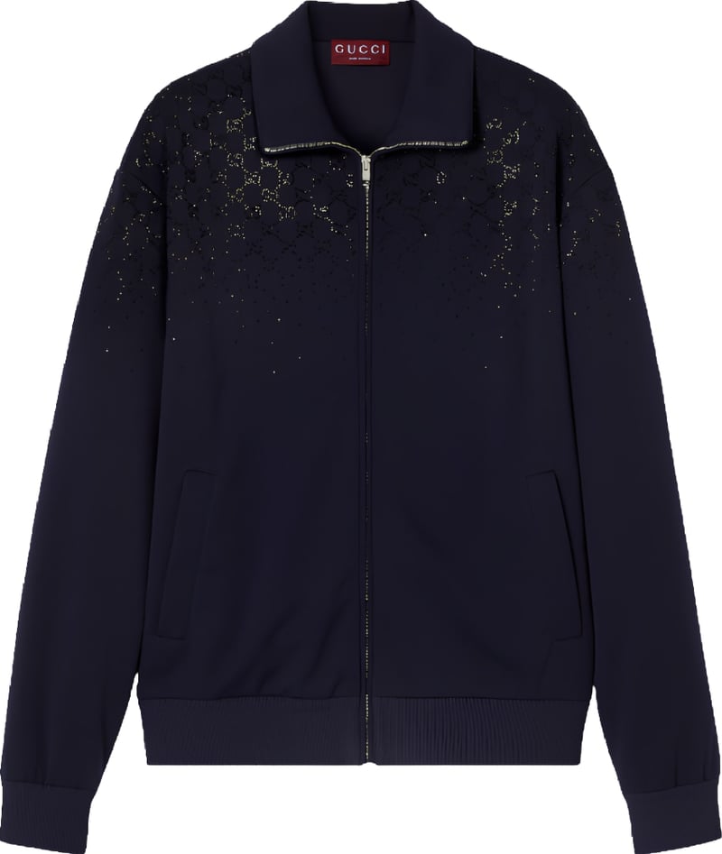 Gucci Technical Jersey Zip Jacket Men's Dark Blue
