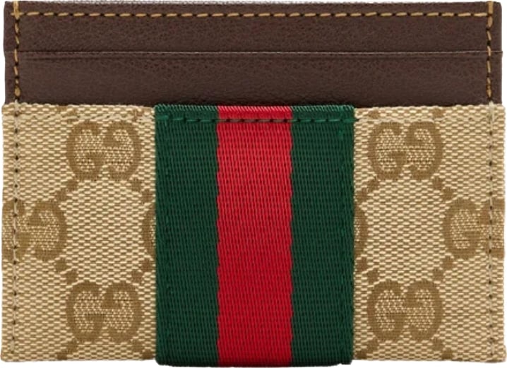 Gucci Card Case with Web Beige Brown