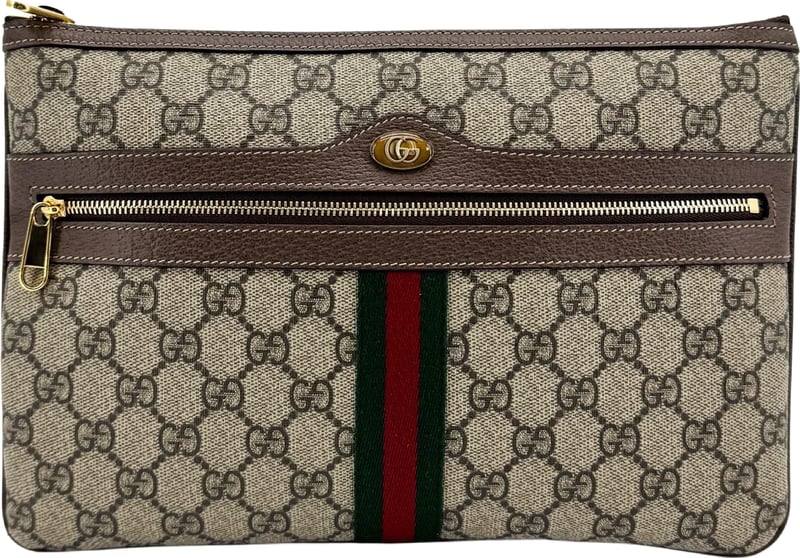 Gucci Ophidia Zip Pouch GG Coated Canvas Large